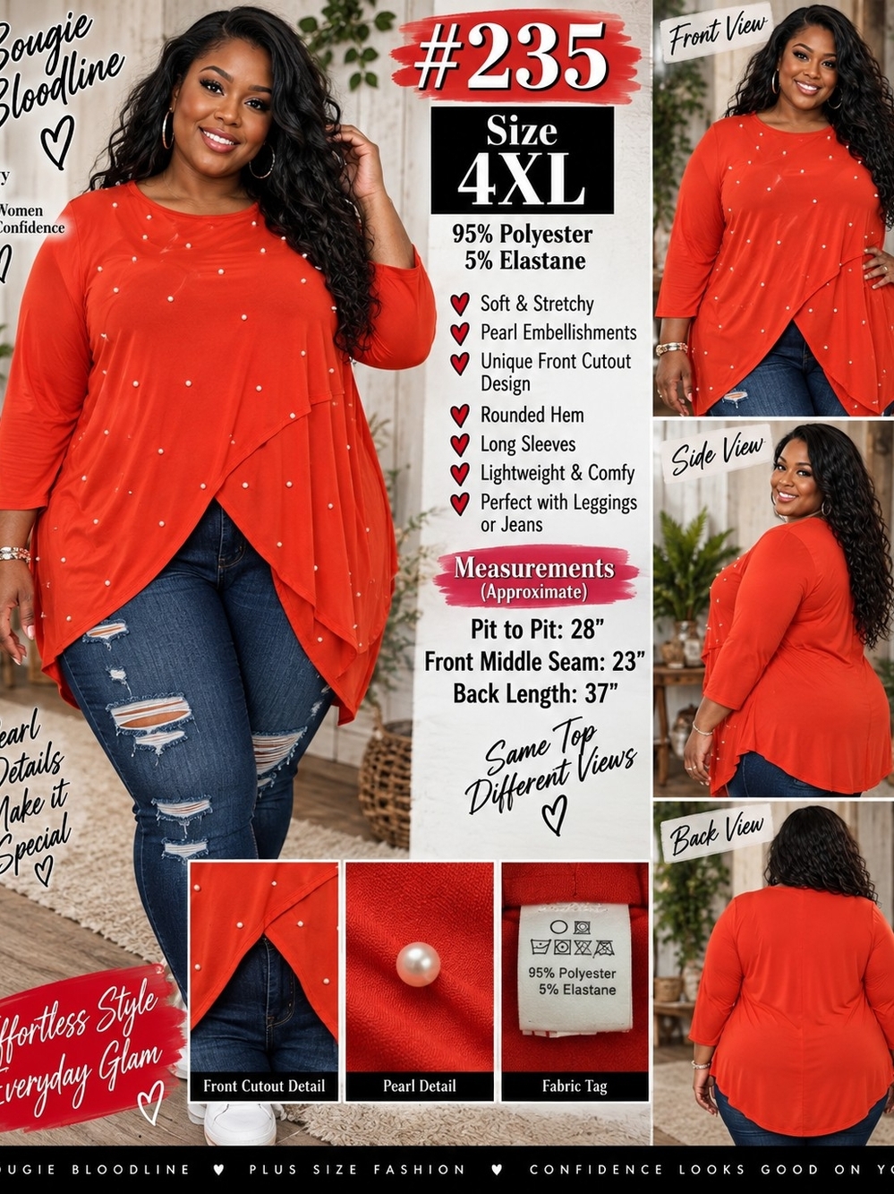 ❤️ #235 — Pearl-Perfect Red Tunic ❤️